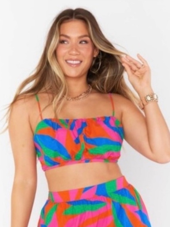 Show Me Your MuMu Tops - Show Me Your Mumu Cartagena Colorful Pink Orange Blue Green Smocked Crop